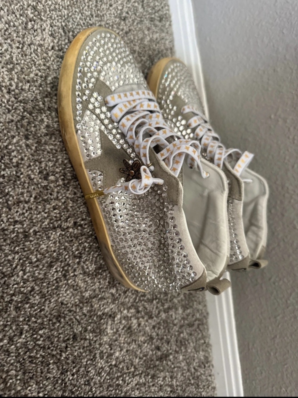 Golden Goose Silver Crystal High-Top Sneakers